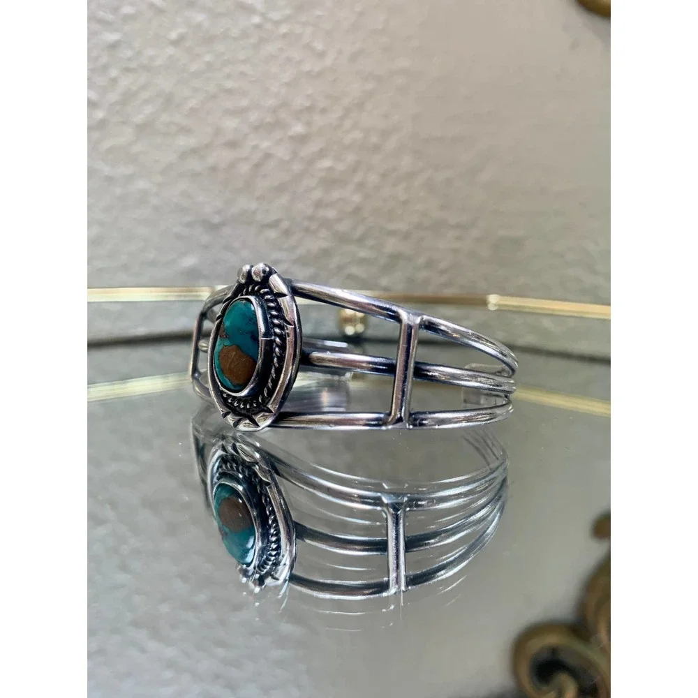 Silver Turquoise cuff - Picture 5 of 8